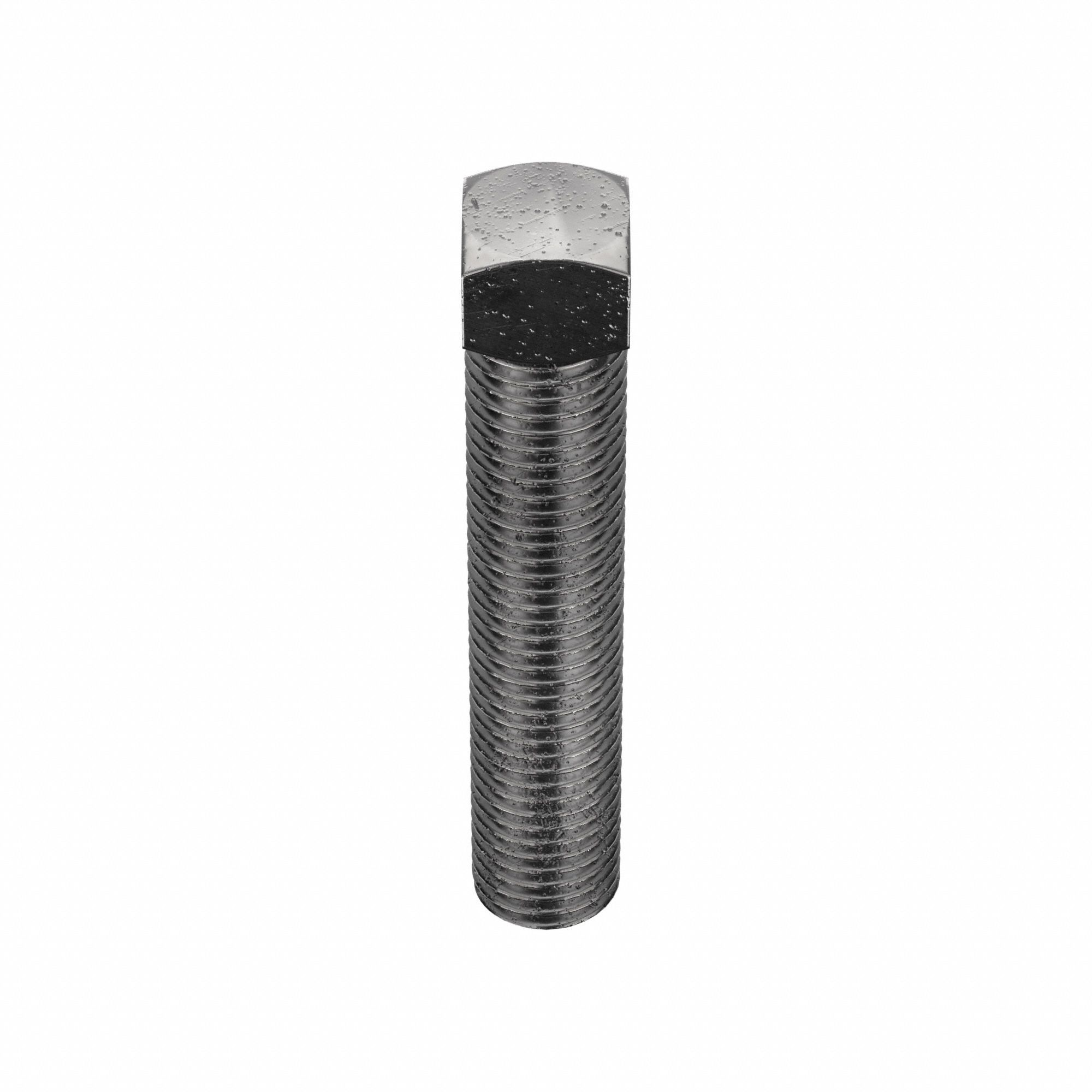 Socket Set Screw: 7/8"-9 Thread Size, 5 in Overall Lg, Cup pt, Steel, Plain, External Square, 5 PK