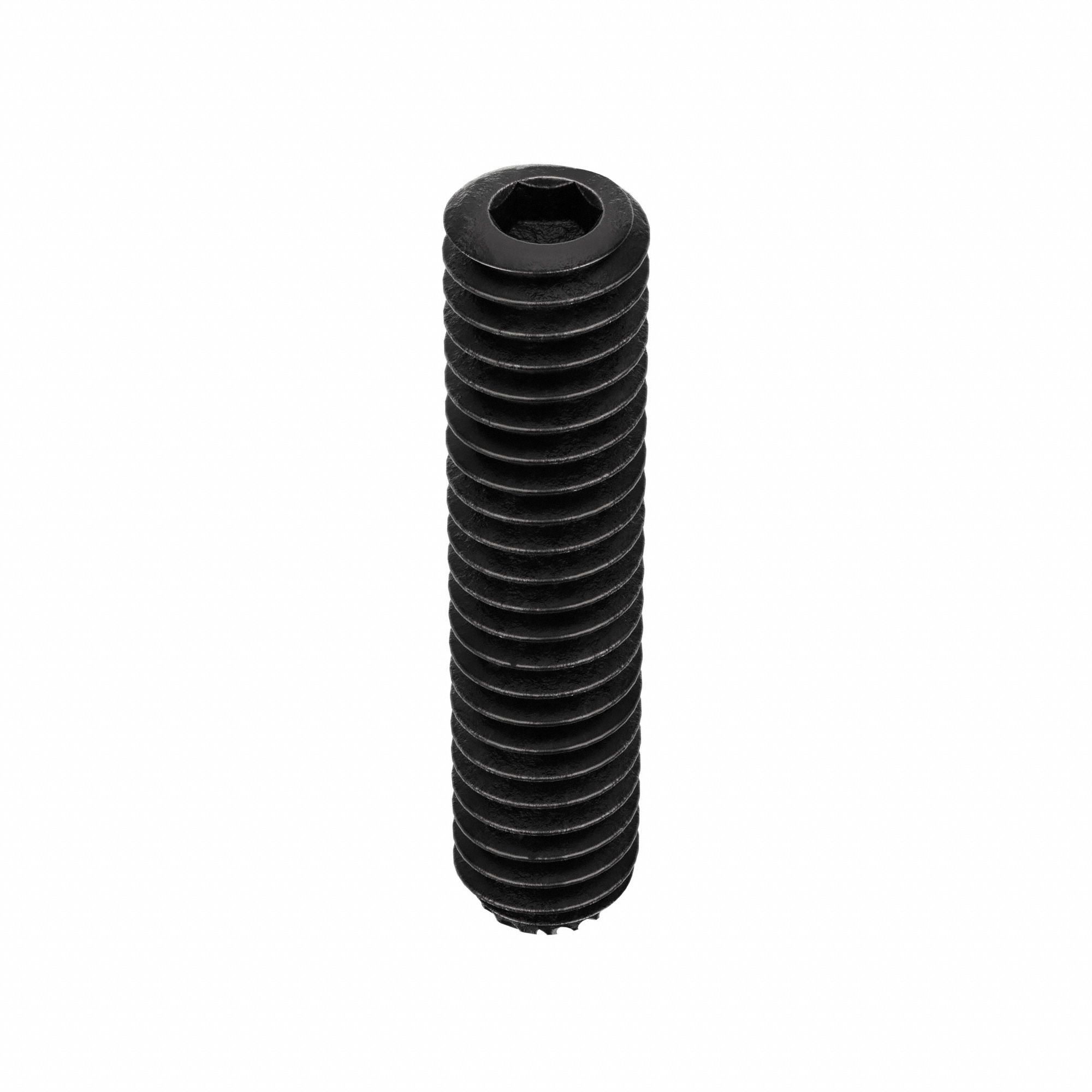 Socket Set Screw: #8-32 Thread Size, 3/4 in Overall Lg, Knurled Cup pt, Alloy Steel, Socket, 100 PK