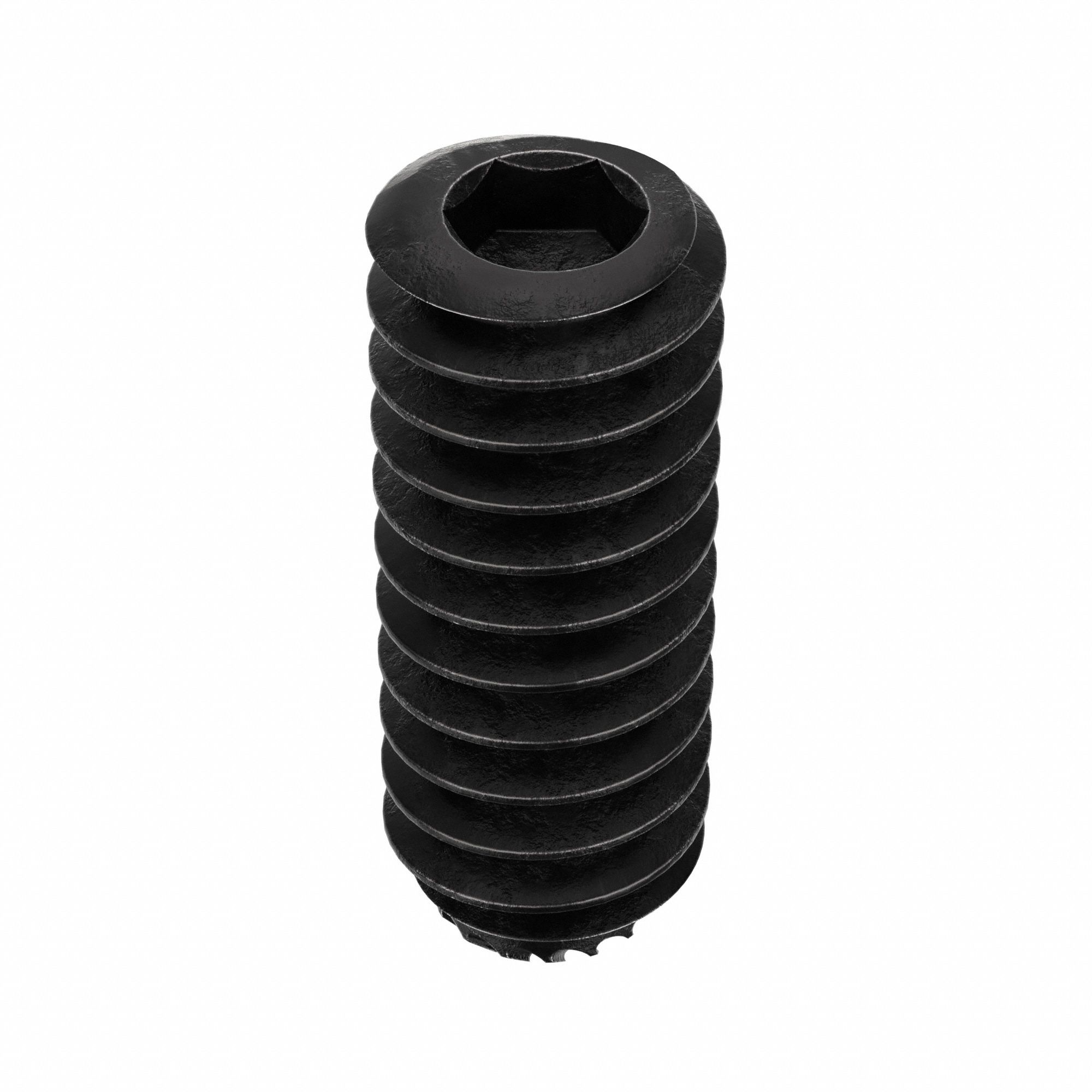 Socket Set Screw: #10-24 Thread Size, 1/2 in Overall Lg, Knurled Cup pt, Alloy Steel, Socket, 100 PK