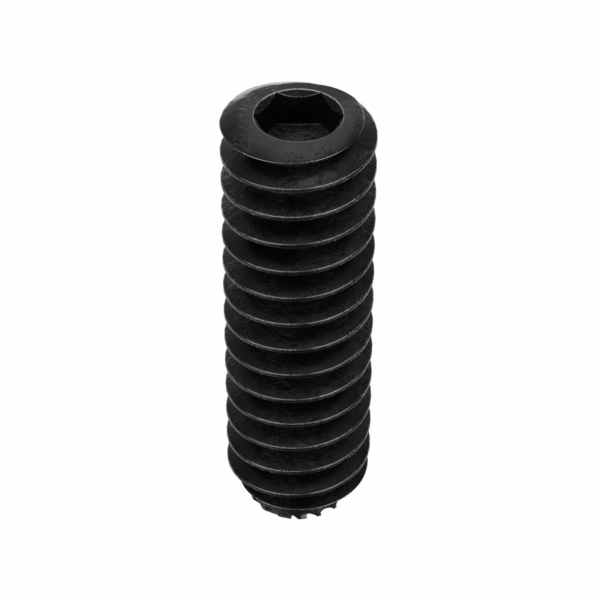 Socket Set Screw: #10-24 Thread Size, 5/8 in Overall Lg, Knurled Cup pt, Alloy Steel, Socket, 100 PK