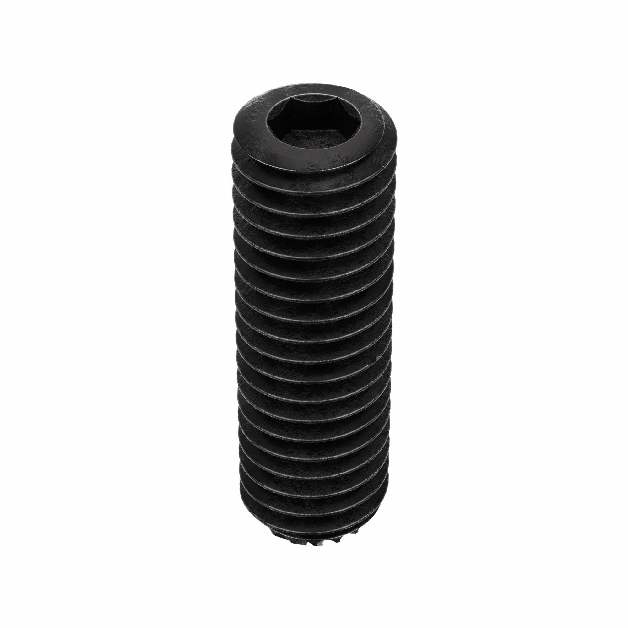 Socket Set Screw: #10-32 Thread Size, 5/8 in Overall Lg, Knurled Cup pt, Alloy Steel, Socket, 100 PK