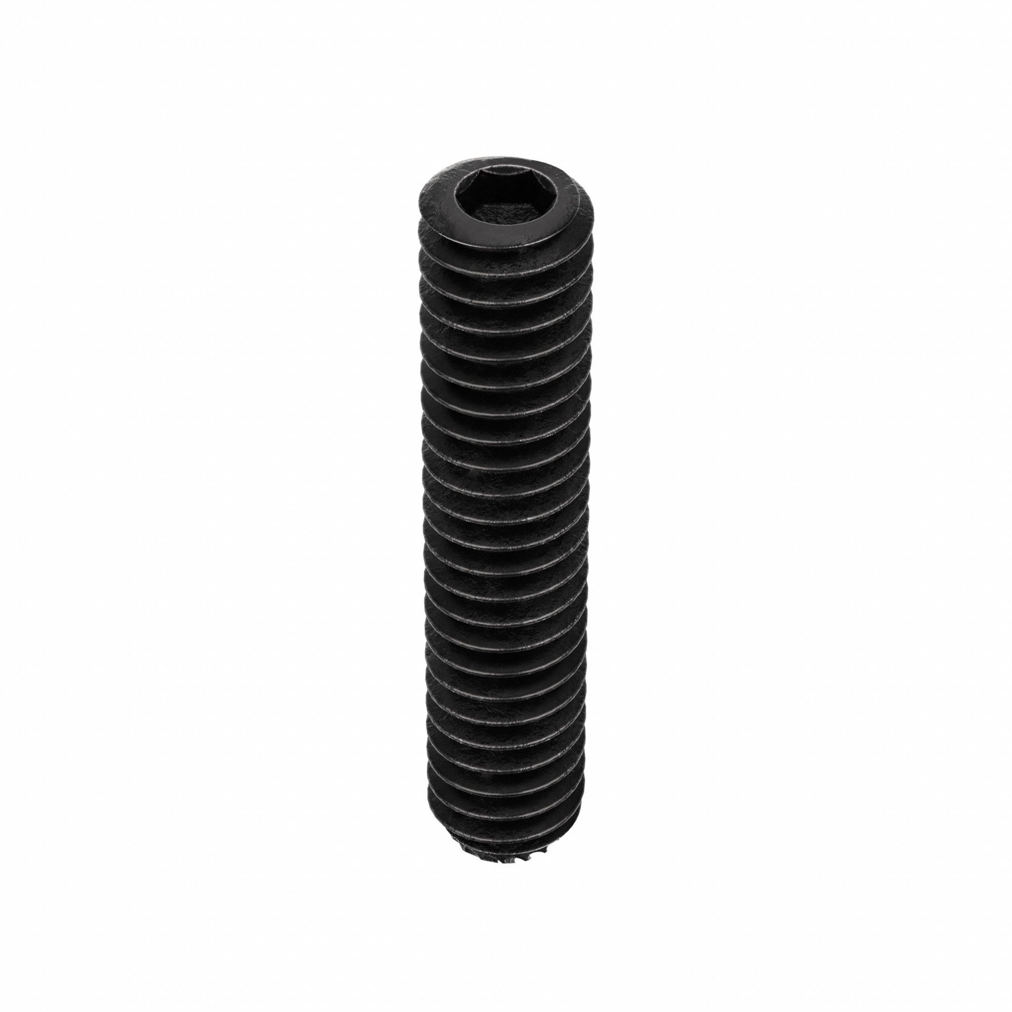 Socket Set Screw: 1/4"-20 Thread Size, 1 1/4 in Overall Lg, Knurled Cup pt, Alloy Steel, 100 PK