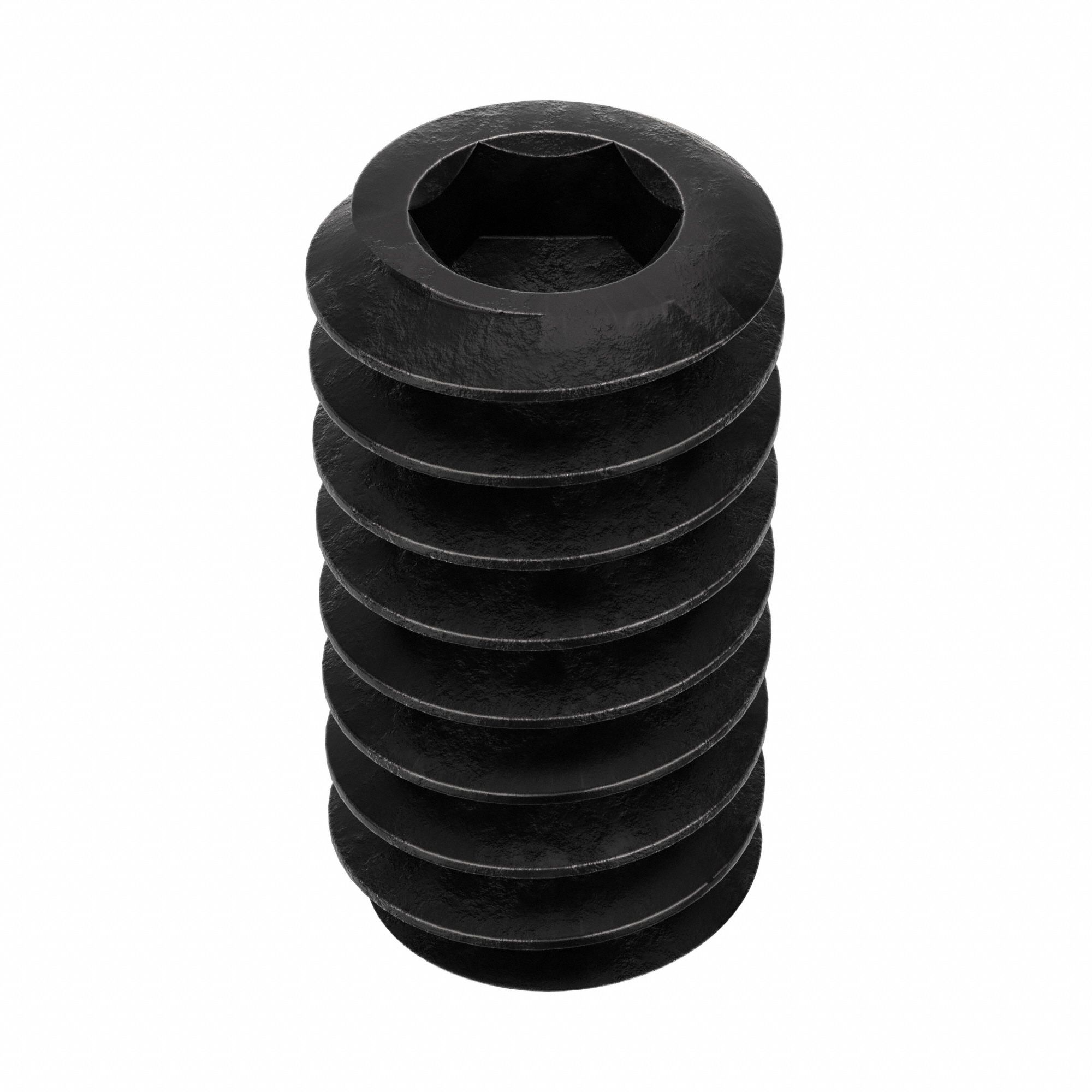 Socket Set Screw: #10-24 Thread Size, 3/8 in Overall Lg, Oval pt, Alloy Steel, Black Oxide, 100 PK