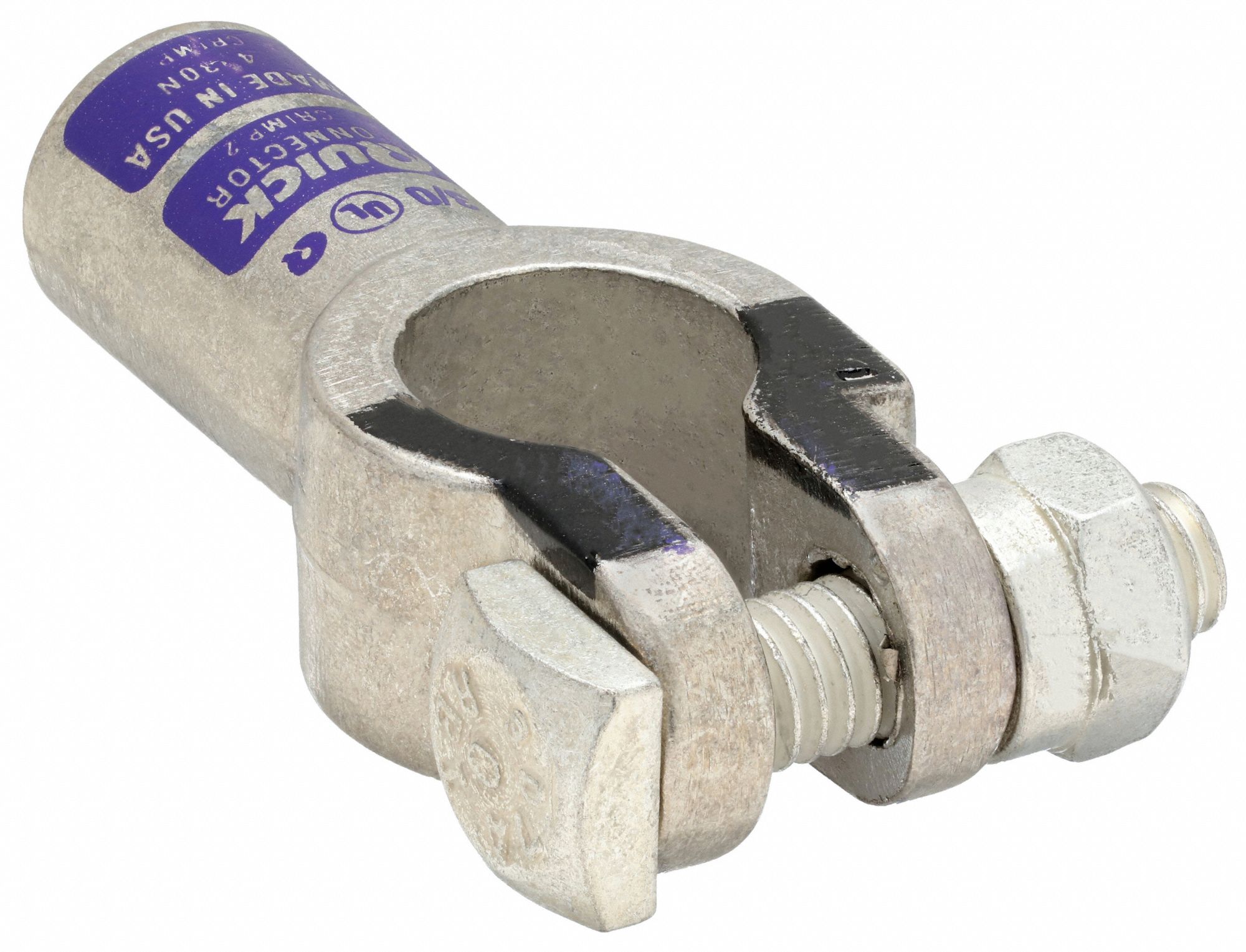 Battery Terminal: Straight, Crimp, 3/0 ga, Purple Color, Negative, Copper/Tin