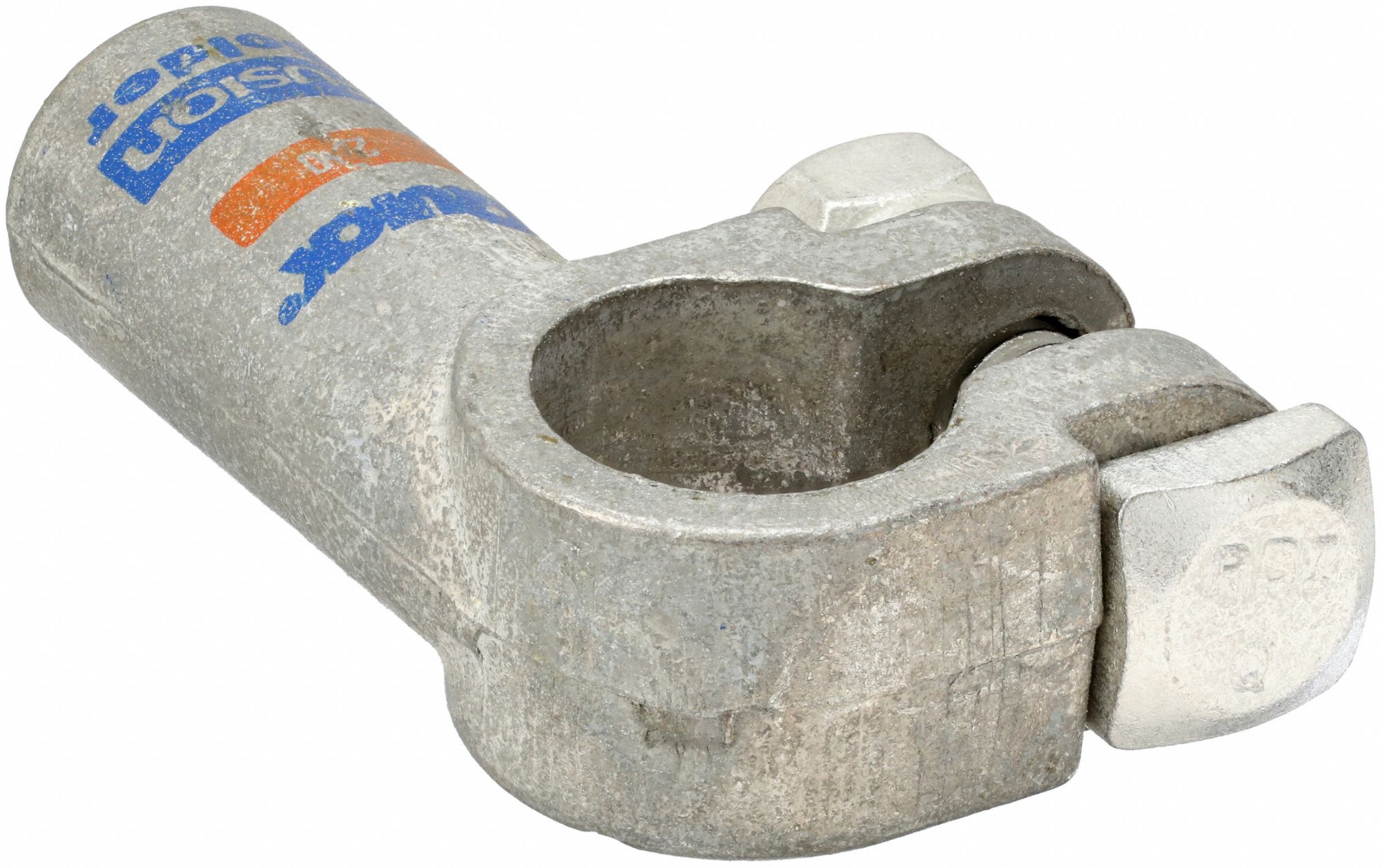 Battery Terminal: Left Elbow, Solder, 2/0 ga, Orange Color, Positive, Copper/Tin