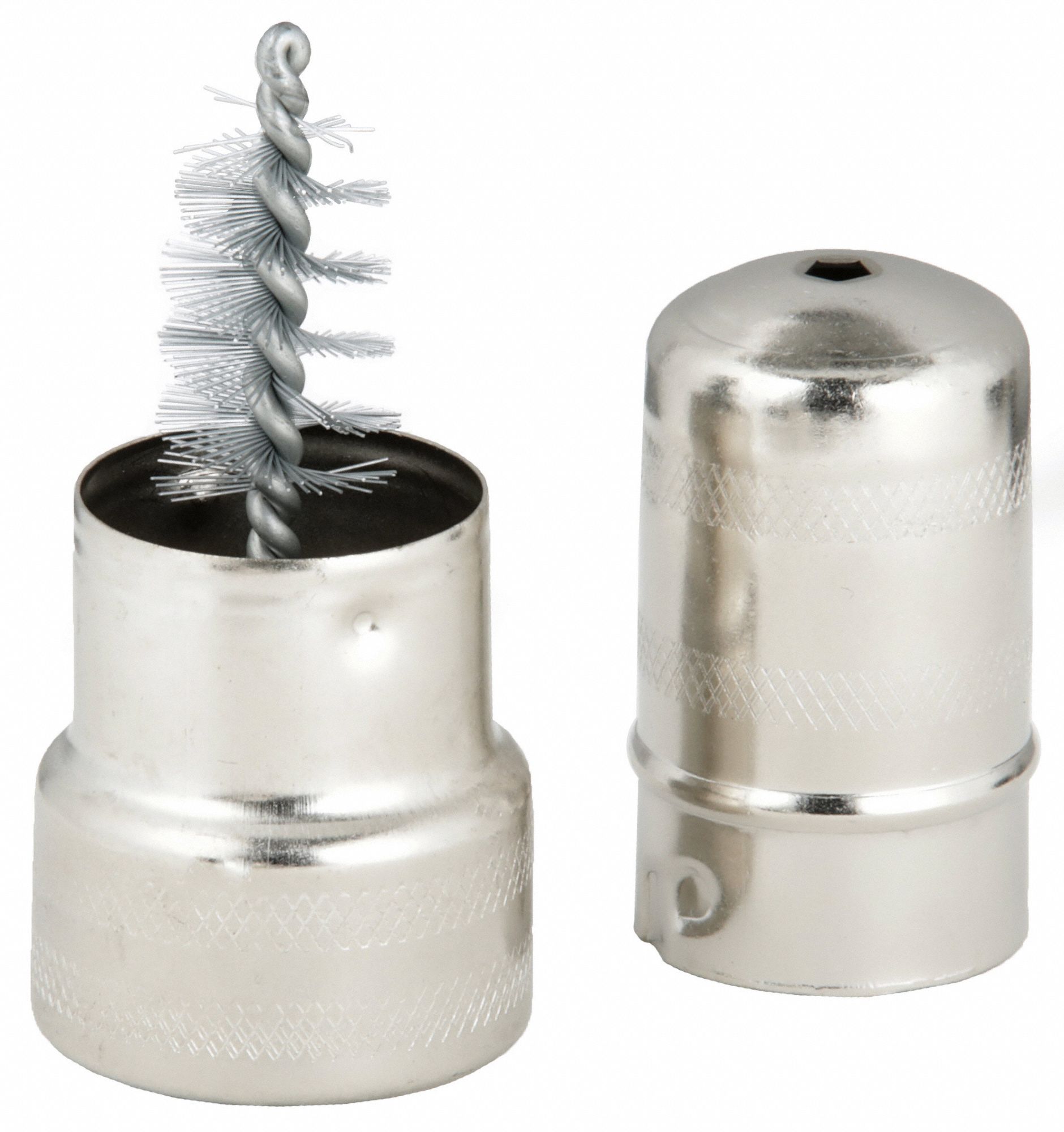 TERMINAL BRUSH, POST TERMINAL BRUSH, CLEANING BATTERIES, NICKEL PLATED STEEL, PLASTIC