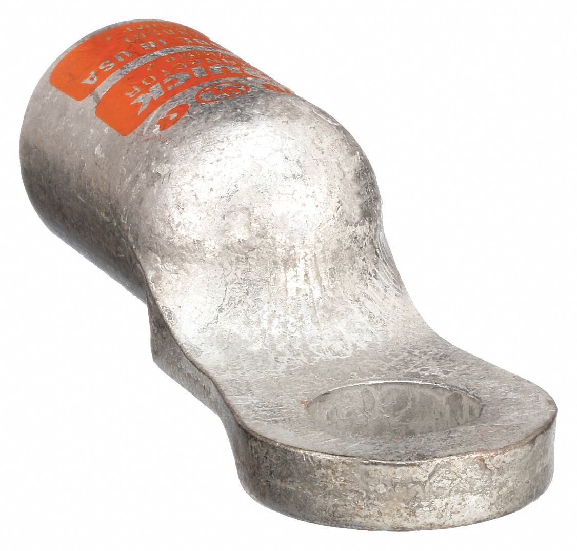 One-Hole Lug Compression Connector: Heavy Wall Lug, Lug, Tin Plated Copper, 2/0 ga, Orange