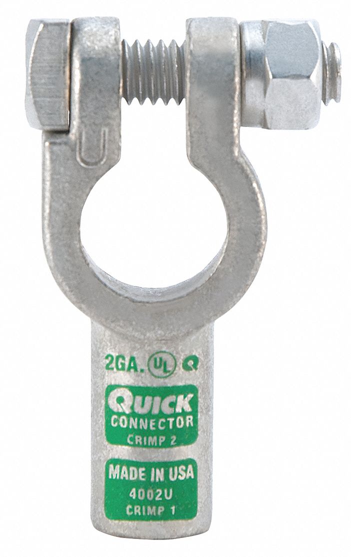 FUSION Straight Battery Terminal, 2 ga., Green 25KE014002U Grainger