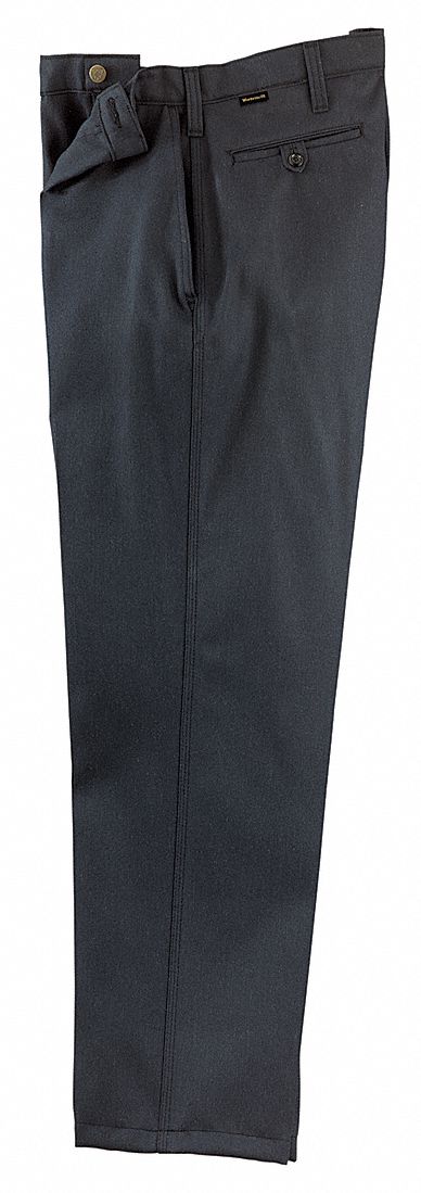 Pants, 46 in., Navy, Zipper and Button