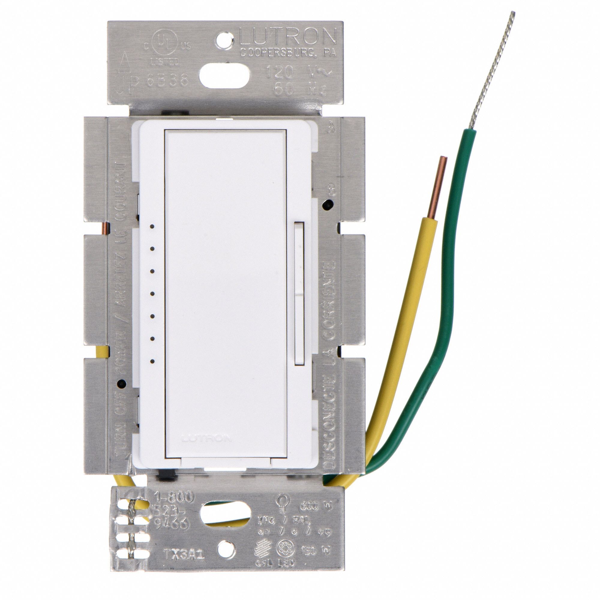 LUTRON Lighting Dimmer, CFL, Halogen, Incandescent, LED Lighting Technology, 1Pole, 3Way