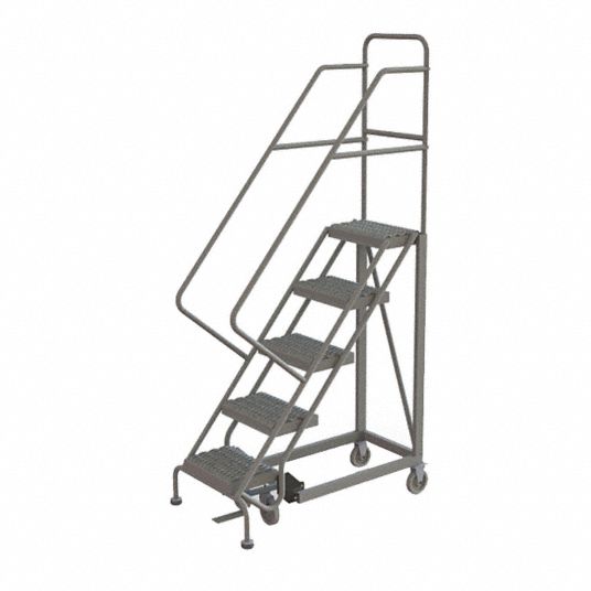 TRI-ARC 5-Step Rolling Ladder, Serrated Step Tread, 86 in Overall ...