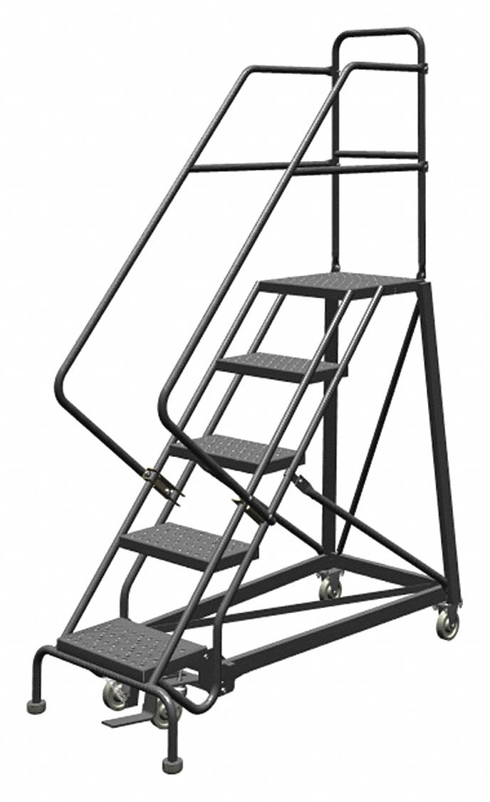 Rolling Ladder, 5 Step, Steel, Perforated