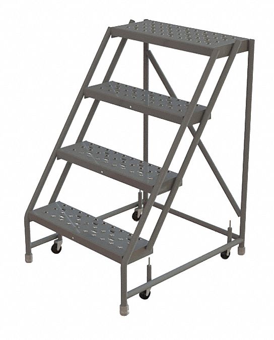 Rolling Ladder, 4 Step, Steel, Perforated
