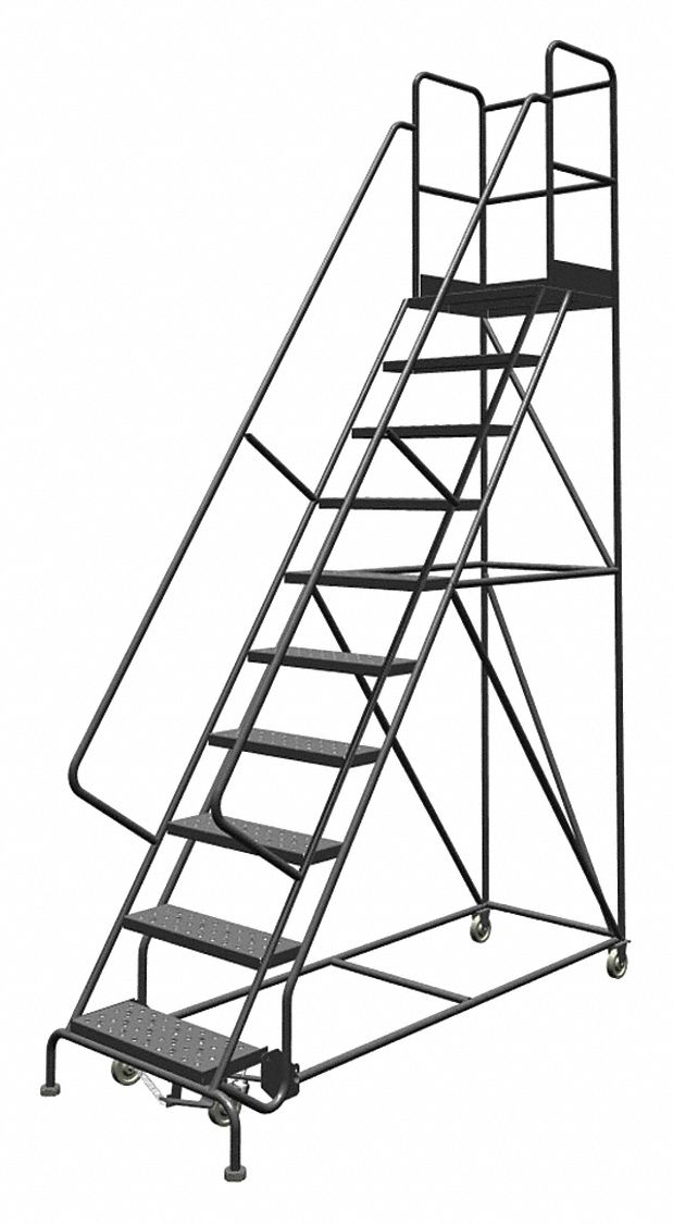 100 in Platform Ht, 30 in Platform Dp, Rolling Ladder 25NW81