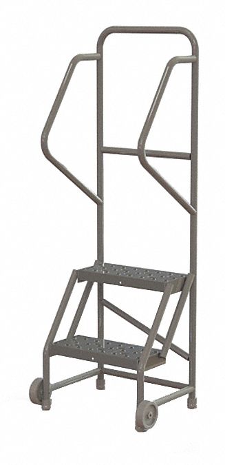 Rolling Ladder: 1.7 ft Platform Ht, Unassembled, No Locking Mechanism, Steel, 16 in x 10 in