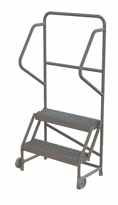 Rolling Ladder: 1.7 ft Platform Ht, Unassembled, No Locking Mechanism, Steel, 24 in x 10 in