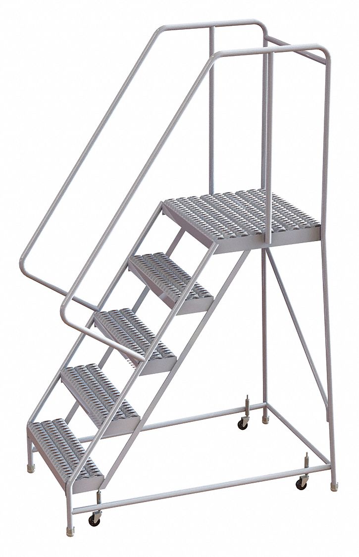 TRIARC 5Step Rolling Ladder, Serrated Step Tread, 82 in Overall