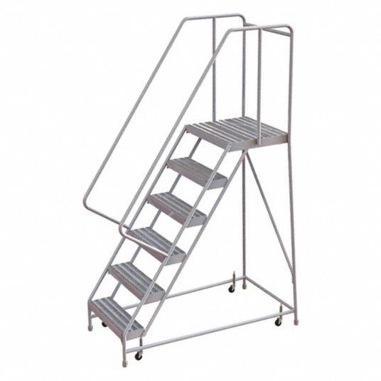 TRI-ARC 6-Step Rolling Ladder, Ribbed Step Tread, 92 in Overall Height ...