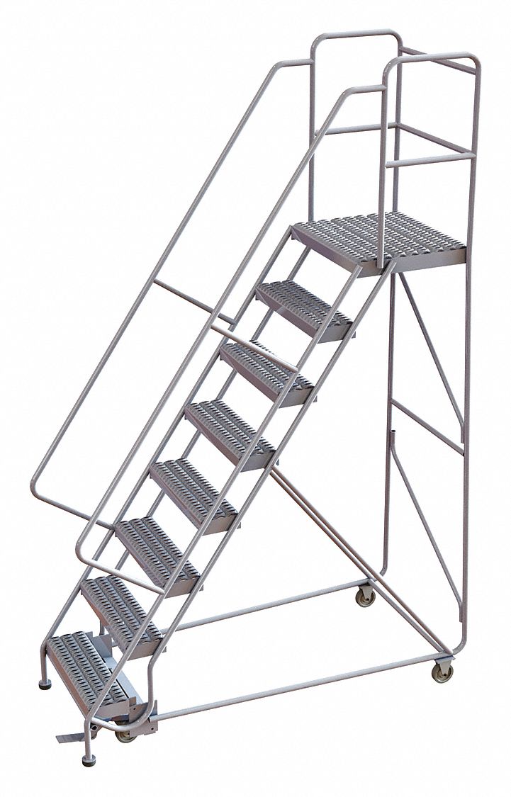 Tri Arc 8 Step Rolling Ladder Serrated Step Tread 112 In Overall