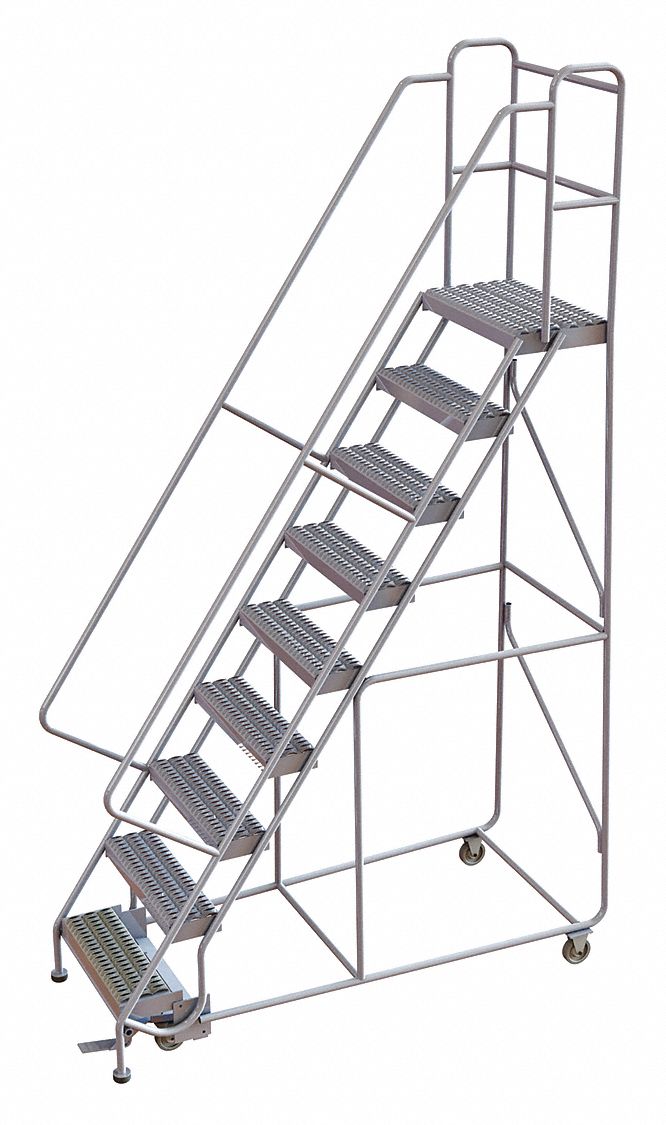 TRI-ARC 9-Step Rolling Ladder, Serrated Step Tread, 122 in Overall ...