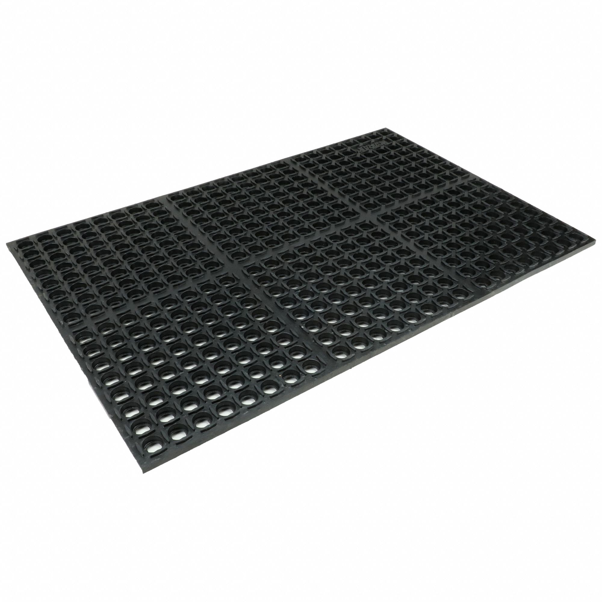 ANTIFATIGUE MAT, 24 IN X 3 FT, ⅞ IN THICK, RAISED DIAMOND STUDS, BLACK, NATURAL RUBBER