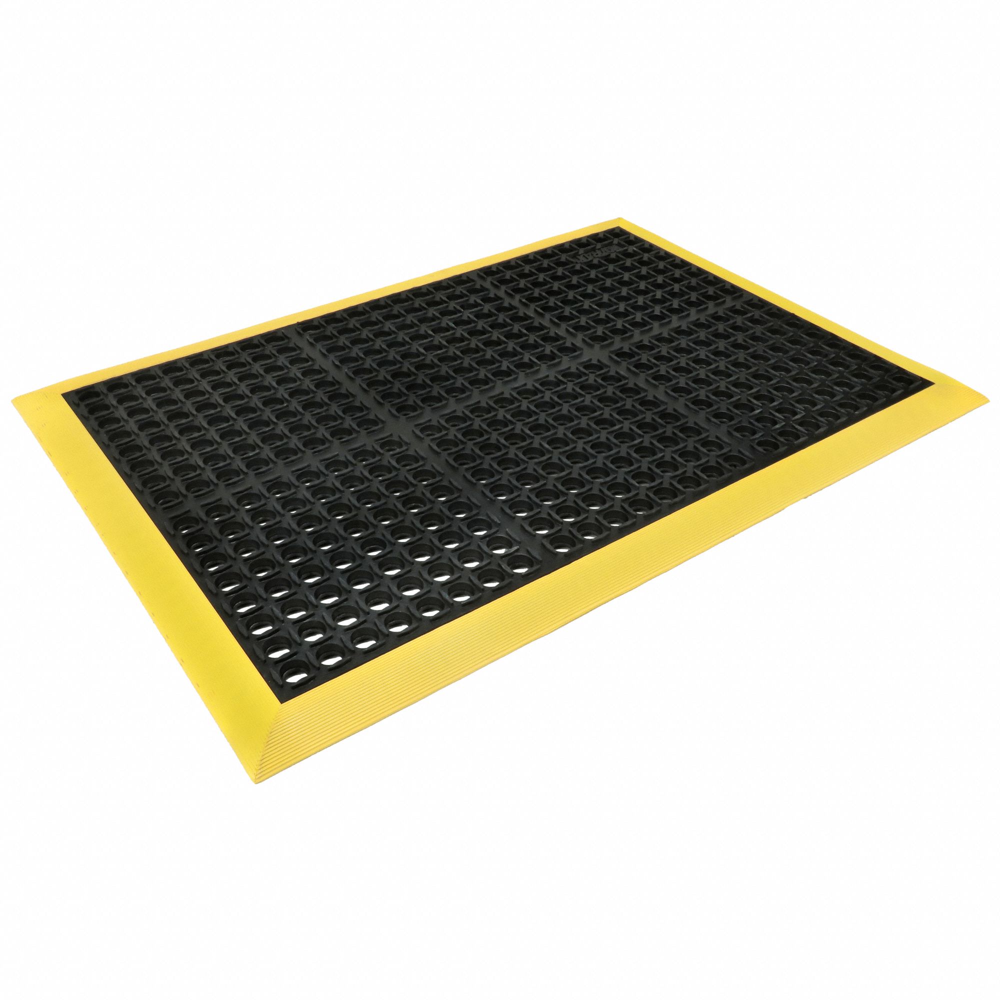 ANTIFATIGUE MAT, 28 X 40 IN, ⅞ IN THICK, RAISED DIAMOND STUDS, BLACK/YELLOW BORDER