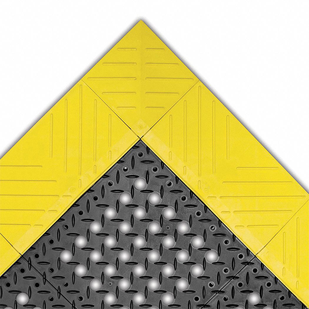 DIAMOND FLEX-LOK INTERLOCKING MAT, 42 X 120 IN, ⅞ IN THICK, BLACK/YELLOW