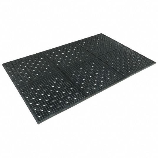 Choice 2' x 3' Black Rubber Straight Edge Anti-Fatigue Floor Mat - 3/4  Thick