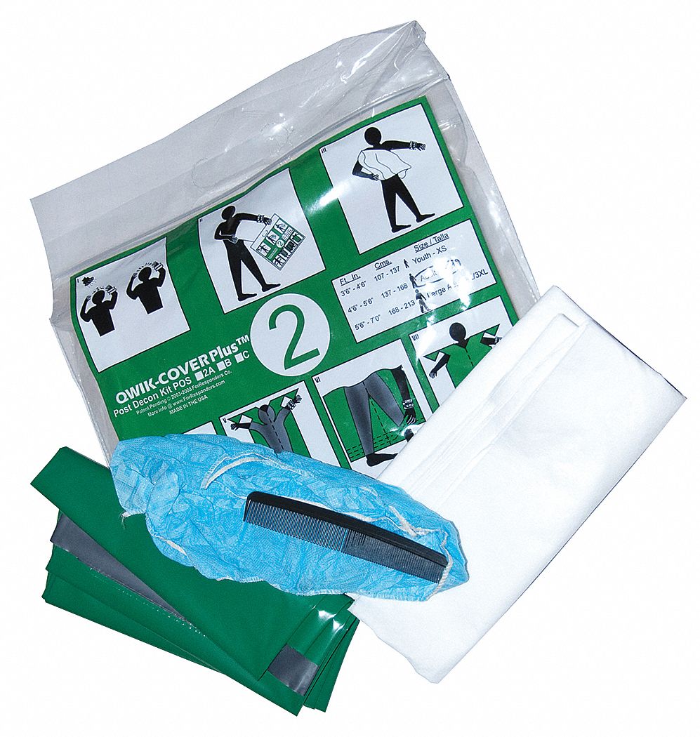 Post Decon Kit: Adult Dimensions, Includes Booties and Comb/Green Cover/Towel, 24 PK
