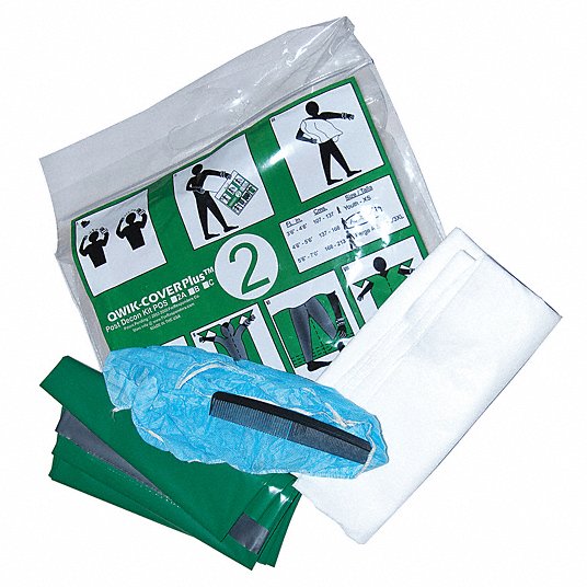 Post Decon Kit: Adult Dimensions, Includes Booties and Comb/Green Cover/Towel, 24 PK