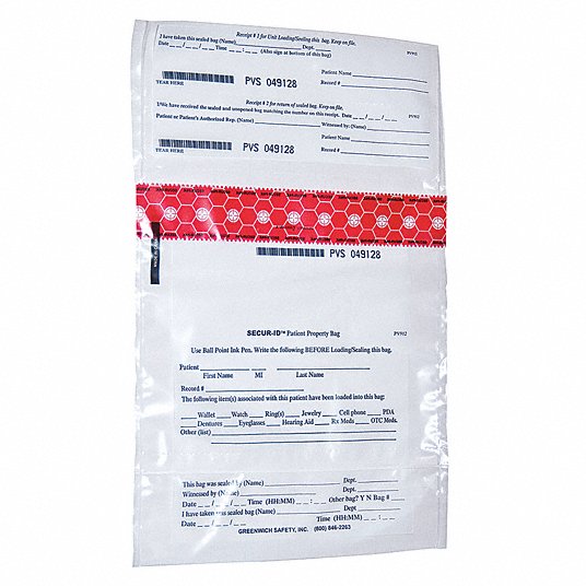 Personal Property Bag: 9 x 10 in Dimensions, Includes Small Patient Property Bag, 250 PK