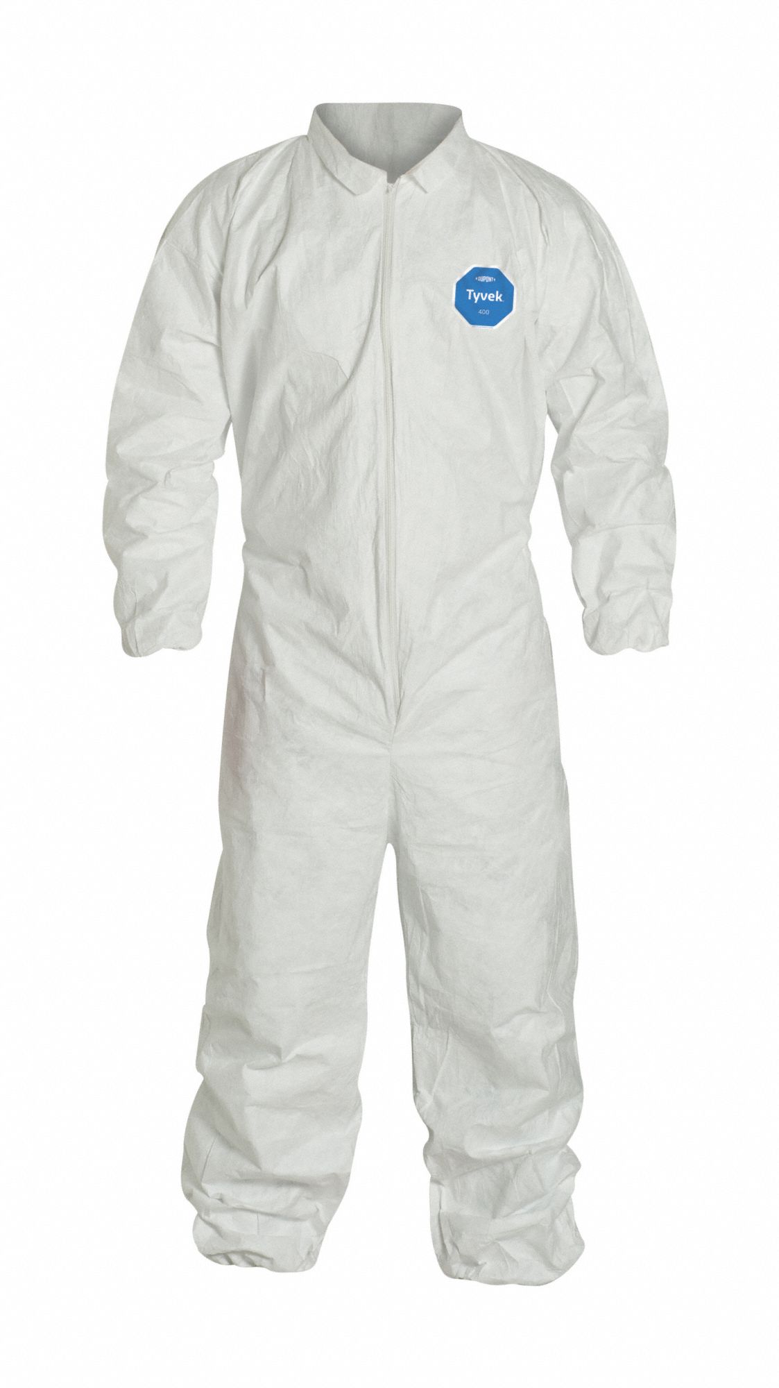 COLLARED DISPOSABLE COVERALLS, TYVEK 400, ELASTIC CUFFS/ANKLES, SERGED SEAM, 3XL, 6 PK