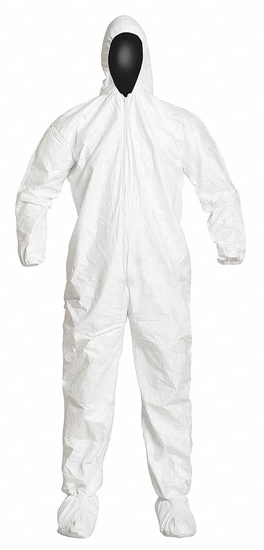 DUPONT, Tyvek® IsoClean®, Light Duty, Hooded Chemical Resistant Coveralls  25RR05|IC105SWH3X0025CS Grainger