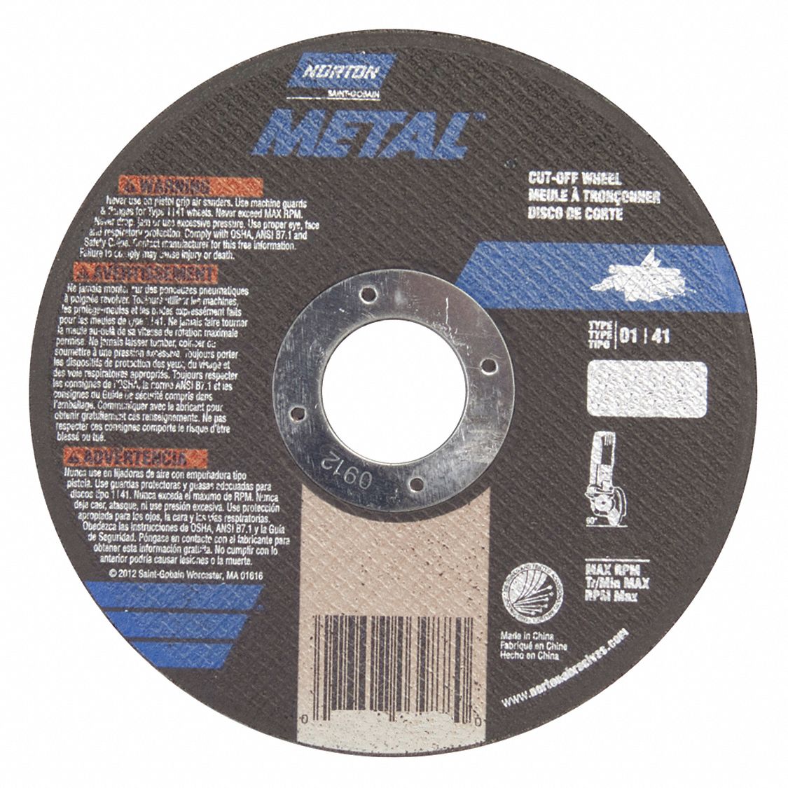 Box/75 New Norton Metal Cutoff Wheels for Metal 4-1/2" x .040" x 7/8" 01617 