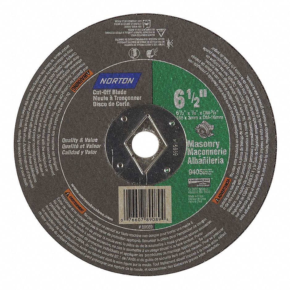 NORTON 6 1/2 in, Type 1 Silicon Carbide Abrasive CutOff Wheel, 5/8 in