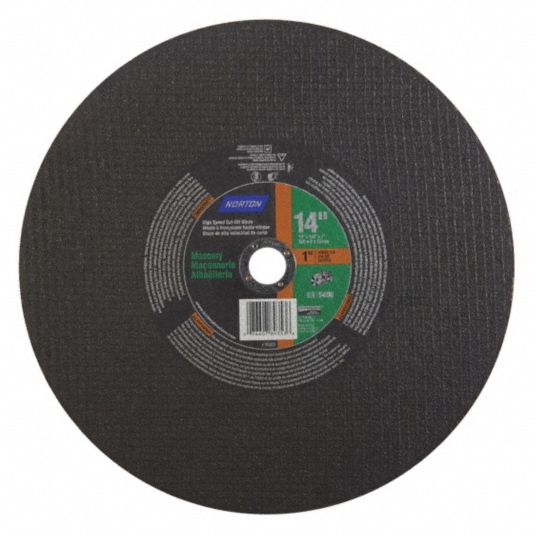 NORTON 14 in, Type 1 Silicon Carbide Abrasive CutOff Wheel, 1 in Arbor