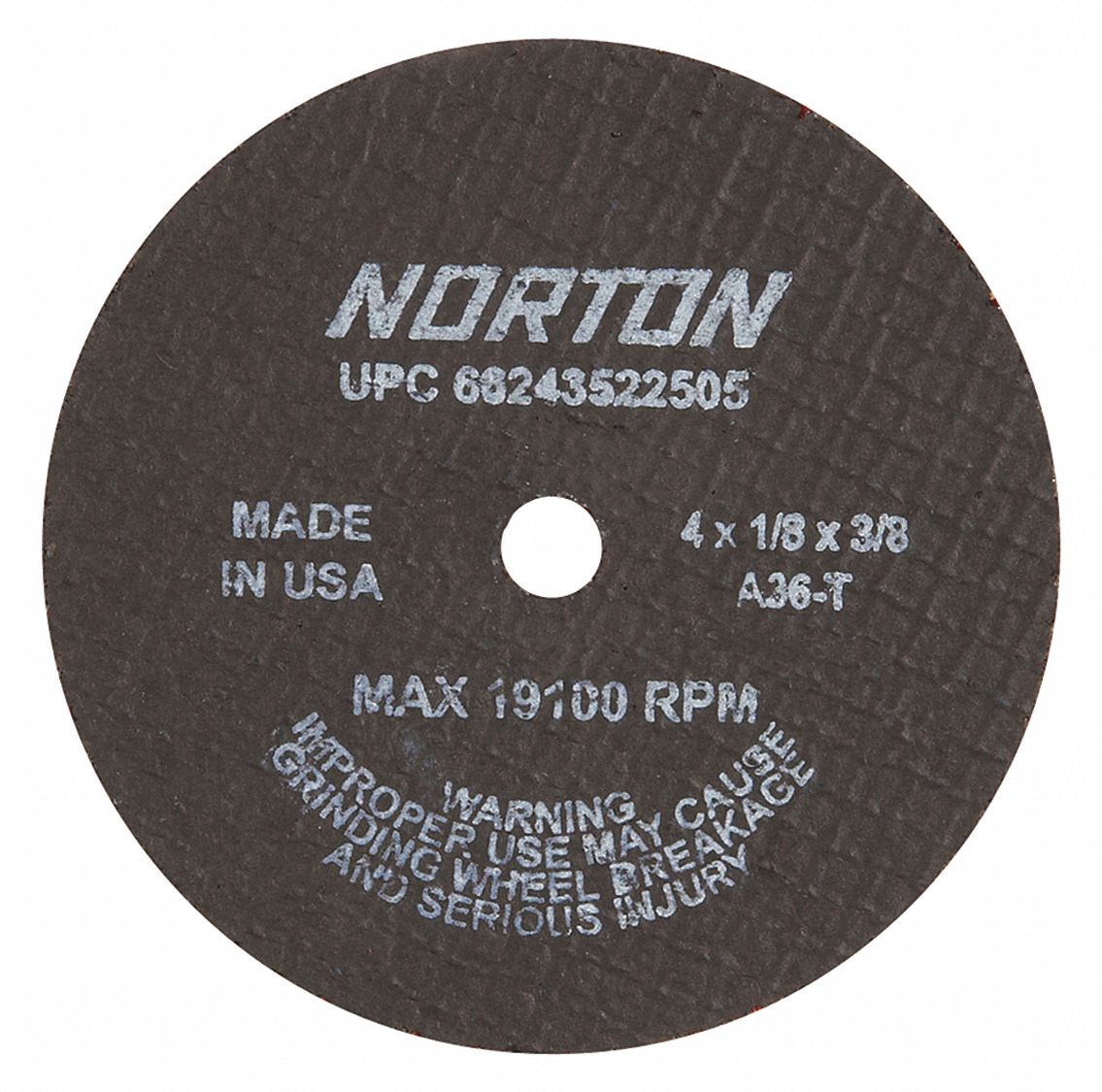 NORTON Abrasive CutOff Wheel 4 in Abrasive Wheel Dia, 3/8 in Arbor