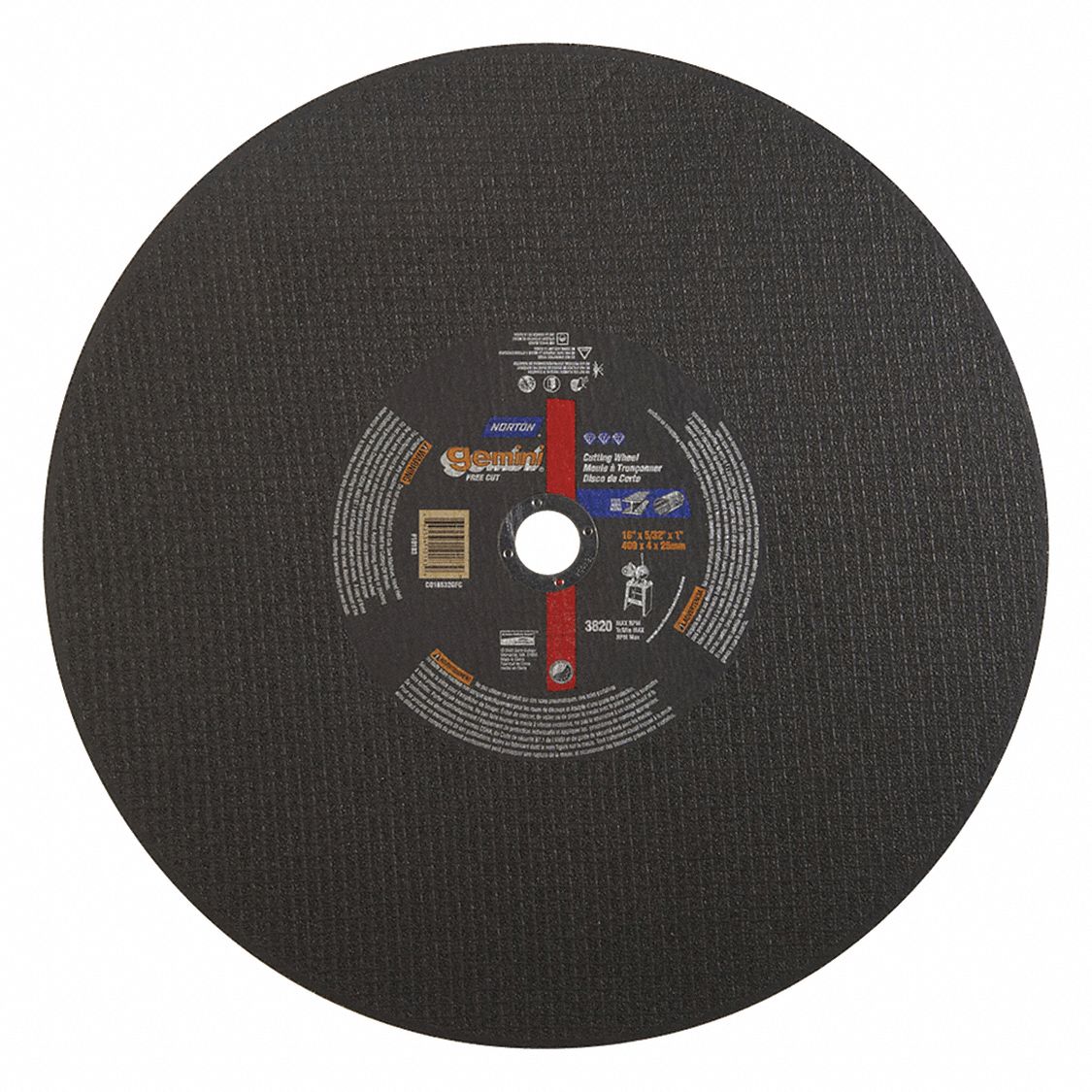 NORTON Abrasive CutOff Wheel 16 in Abrasive Wheel Dia, Silicon