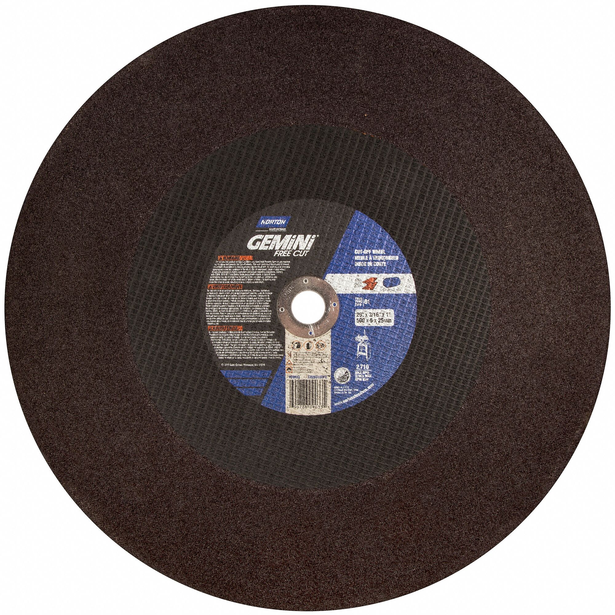 NORTON 20 in, Type 1 Silicon Carbide Abrasive CutOff Wheel, 1 in Arbor