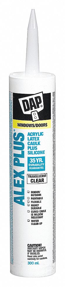 ALEX PLUS ACRYLIC LATEX CAULK, FOR WINDOWS/DOORS/SIDING/PIPES/TRIM, CLEAR, 300 ML