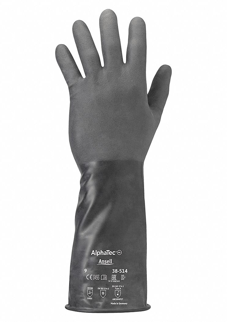 CHEMICAL RESISTANT GLOVES,BLACK,SZ 10,PR