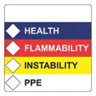 LABELS, HEALTH/FLAMMABILITY/INSTABILITY/PPE, ADHESIVE, 5 X 4 IN, WHITE, VINYL, ROLL OF 250