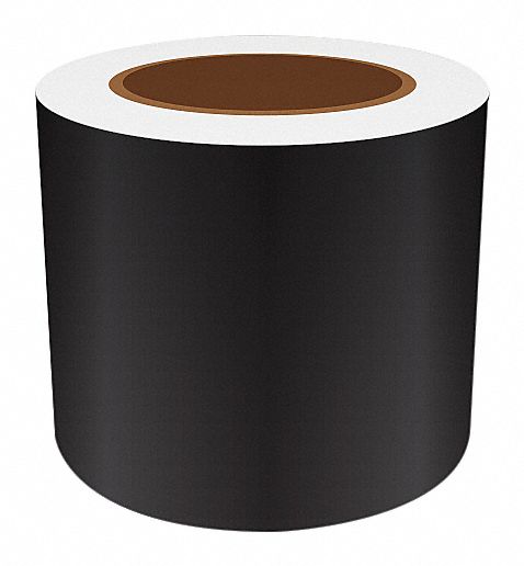 Continuous Label Stock: 4 in x 75 ft, Vinyl, Black (Gloss), Indoor/Outdoor