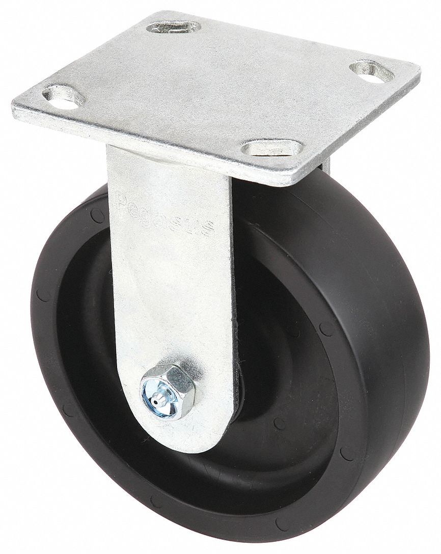 Plate Caster, Rigid, Polypropylene, 6 1/2"H