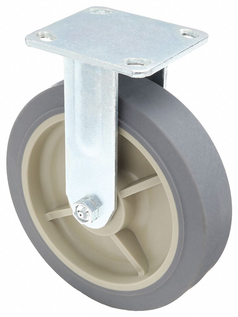 STANDARD PLATE CASTER, 8 IN WHEEL DIAMETER, 850 LB, 9½ IN MOUNTING H, SWIVEL CASTER