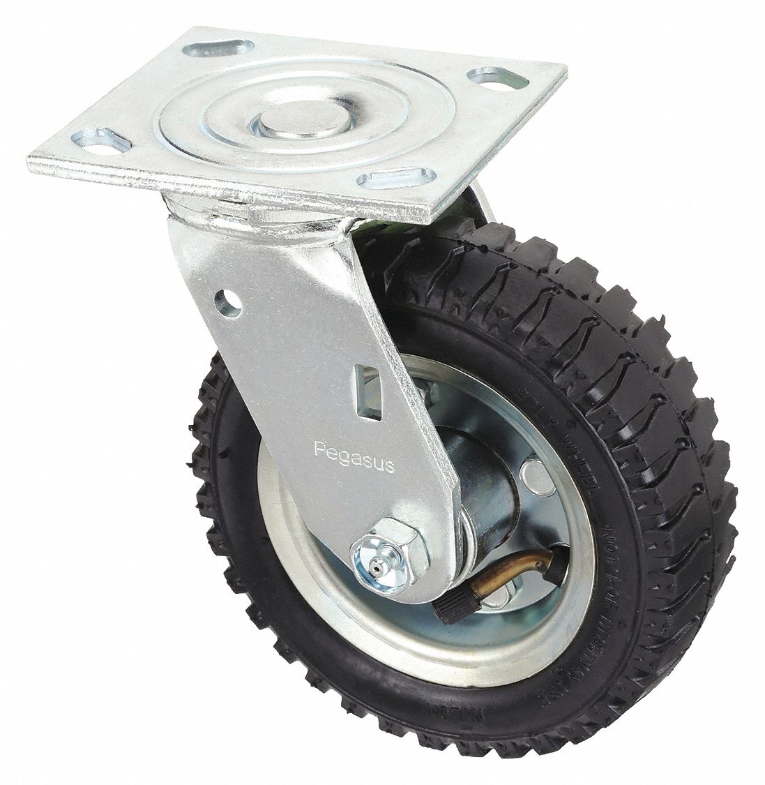 Plate Caster: Swivel, Steel, 6 in Wheel Dia., 2 in Wheel Wd, 7 1/4 in Mounting Ht