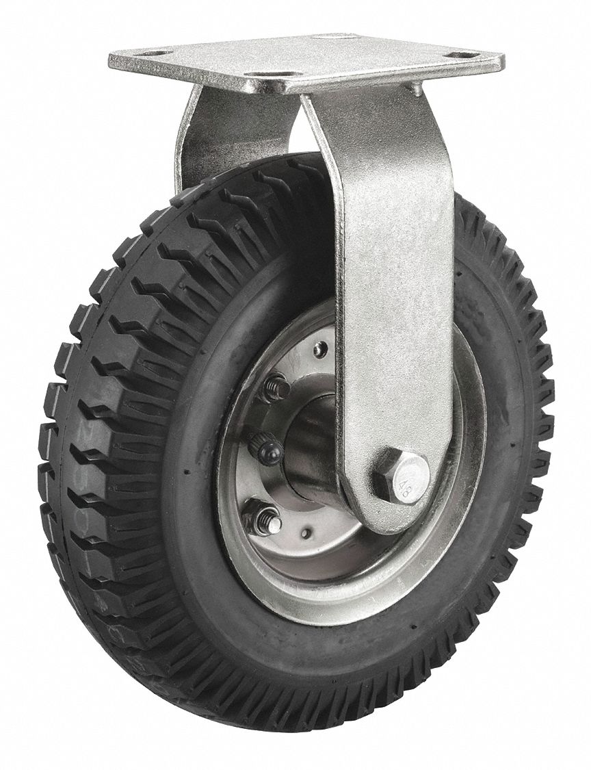 GRAINGER APPROVED Plate Caster with Pneumatic Wheels 6 in Wheel Dia