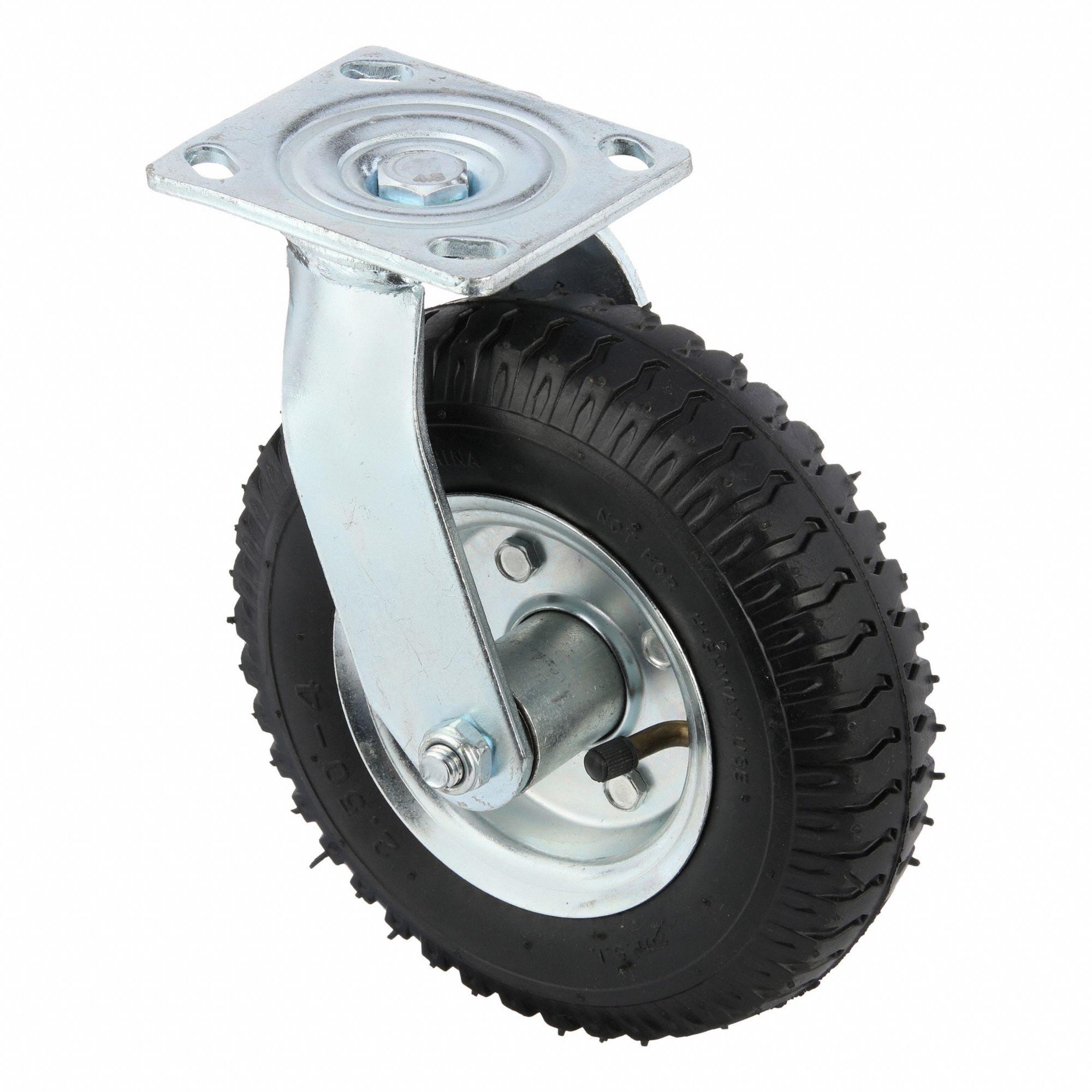 Plate Caster: Swivel, Steel, 8 in Wheel Dia., 2 in Wheel Wd, 9 1/2 in Mounting Ht