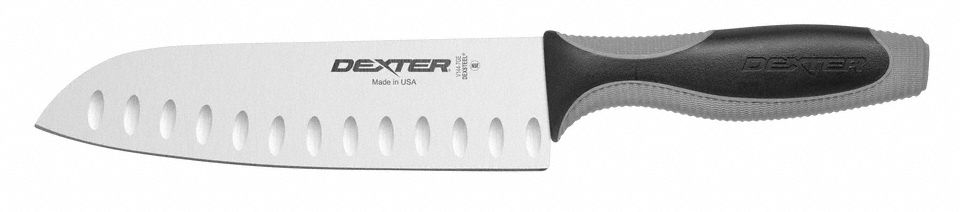 Chefs Knife 7 in Blade Black/Gray Handle