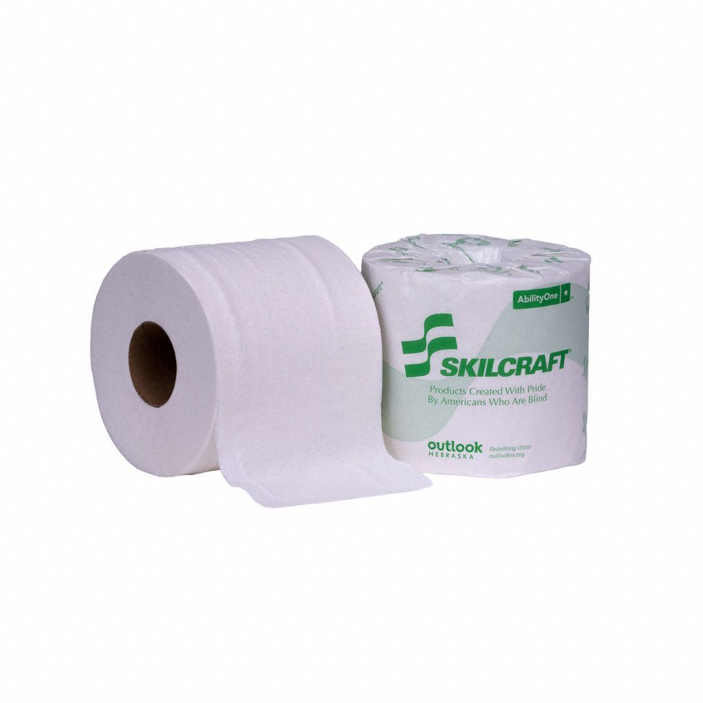 Toilet Paper Roll: 2 Ply, 550 Sheets, 183 ft Roll Lg, 4 1/2 in Roll Dia., 80 PK